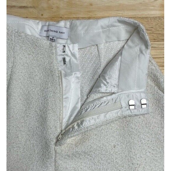 Something Navy Tweed Frayed Wide Leg Pants Ivory Coastal Bridal Chic Casual 2 - Picture 7 of 14